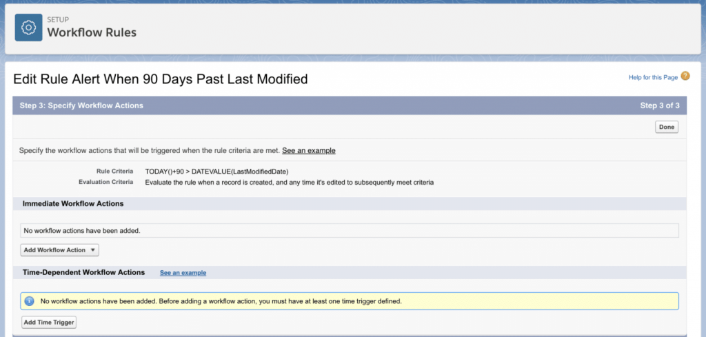 Inactive Salesforce accounts workflow