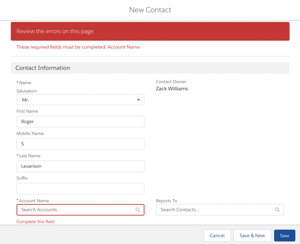 Associate Salesforce contacts to accounts