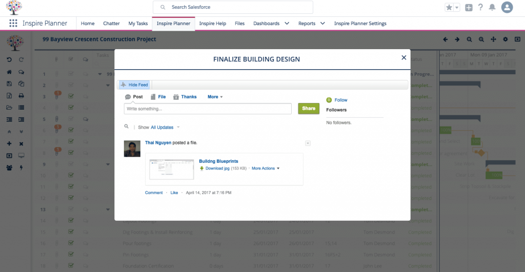 Team Collaboration in Inspire Planner, a Salesforce project management tool