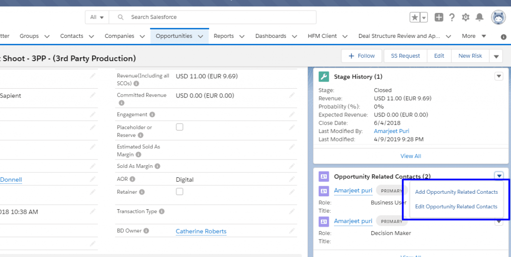 Opportunity Contact Roles Salesforce Summer'19