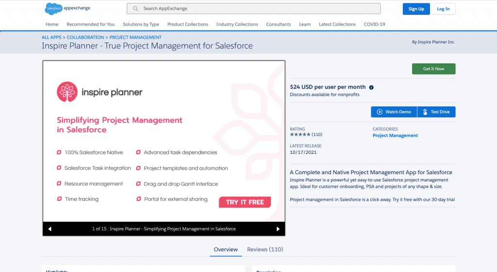 Inspire Planner Project Management app for Salesforce on Salesforce AppExchange