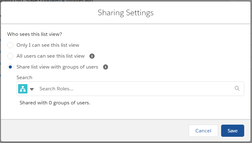 Sharing settings in Salesforce List Views