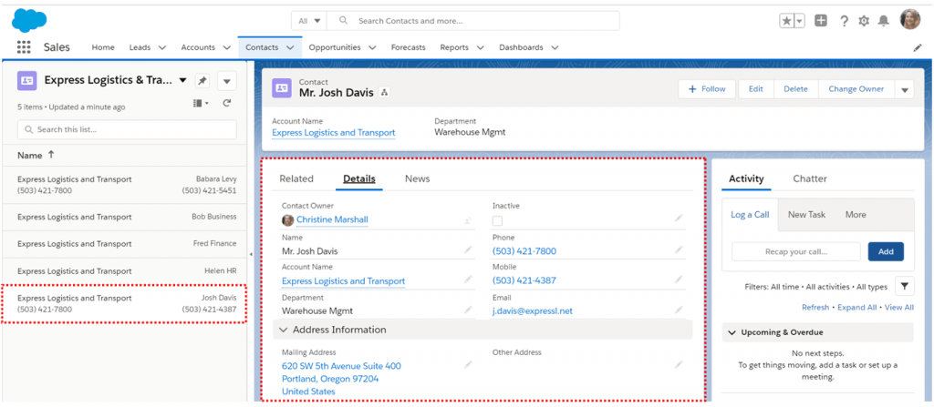 Salesforce Split View details