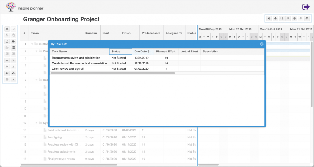 External portal of Inspire Planner