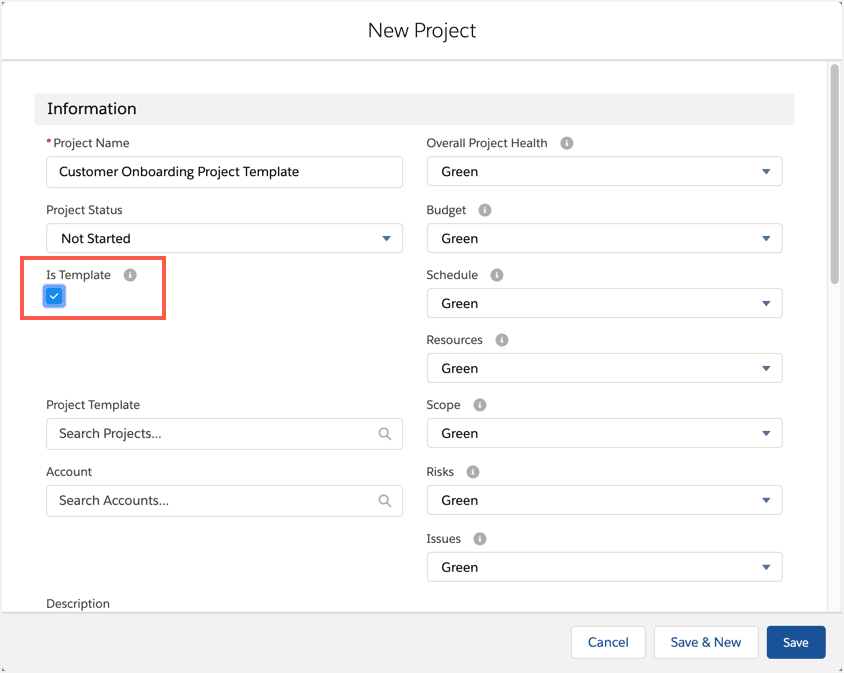 Salesforce Project templates in Inspire Planner