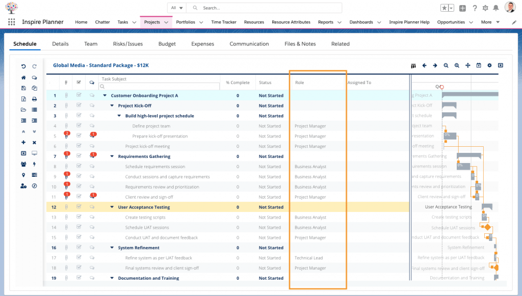 Automating task assignments based on Roles in Inspire Planner, a Salesforce-native project management app