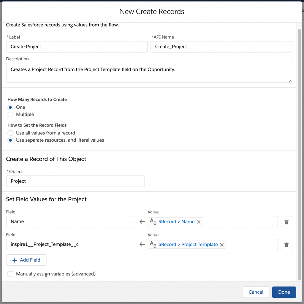 Create new Project in Inspire Planner from a Template when Opportunity moves to Closed/Won