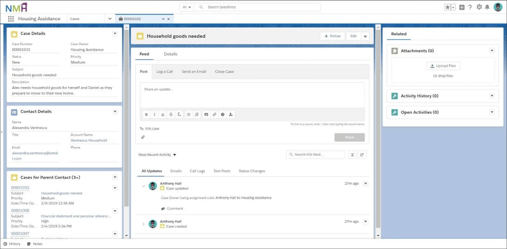 Salesforce Case - case detailed view