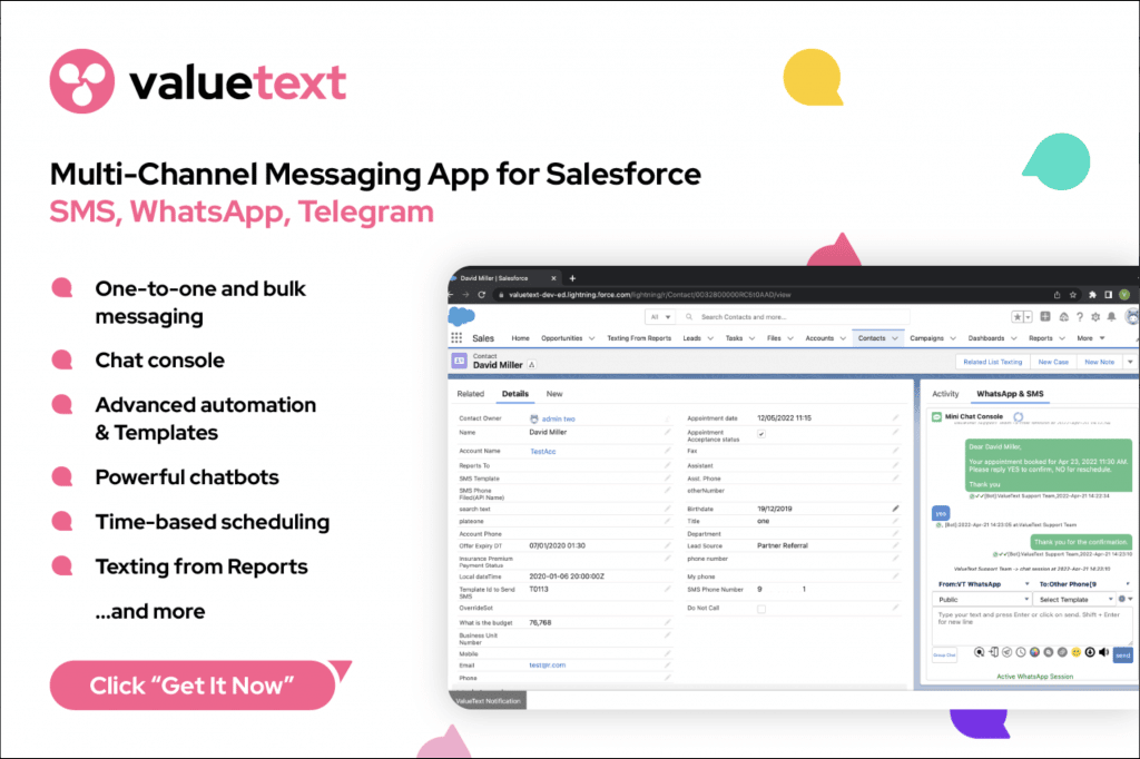 ValueText, Salesforce and WhatsApp integration