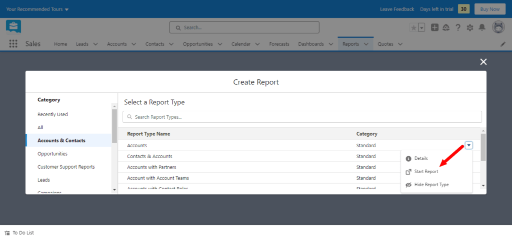 How to create a Salesforce reports