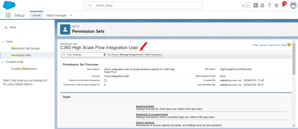 Assigning a Permission Set