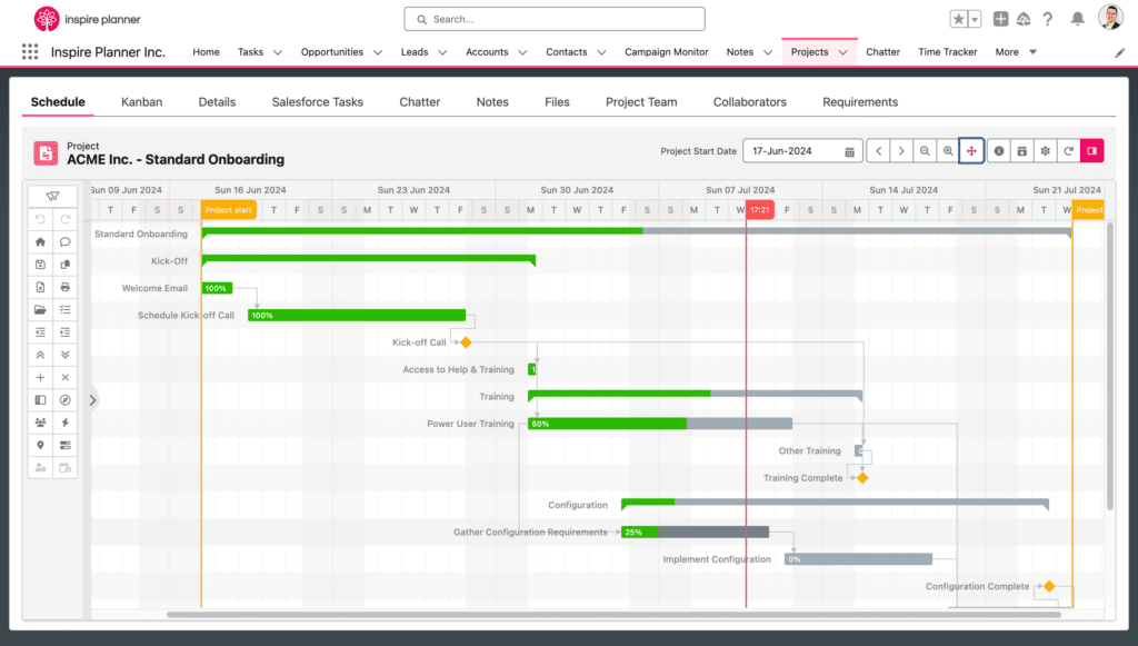 Interactive Gantt Chart in Inspire Planner, Salesforce Project Management App